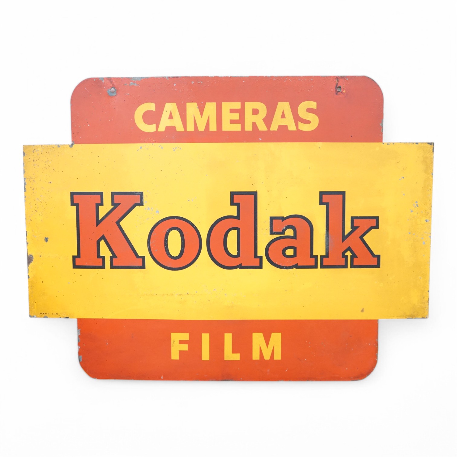 An enamel advertising sign - Kodak Cameras, 46 x 61cm. Condition - fair to good